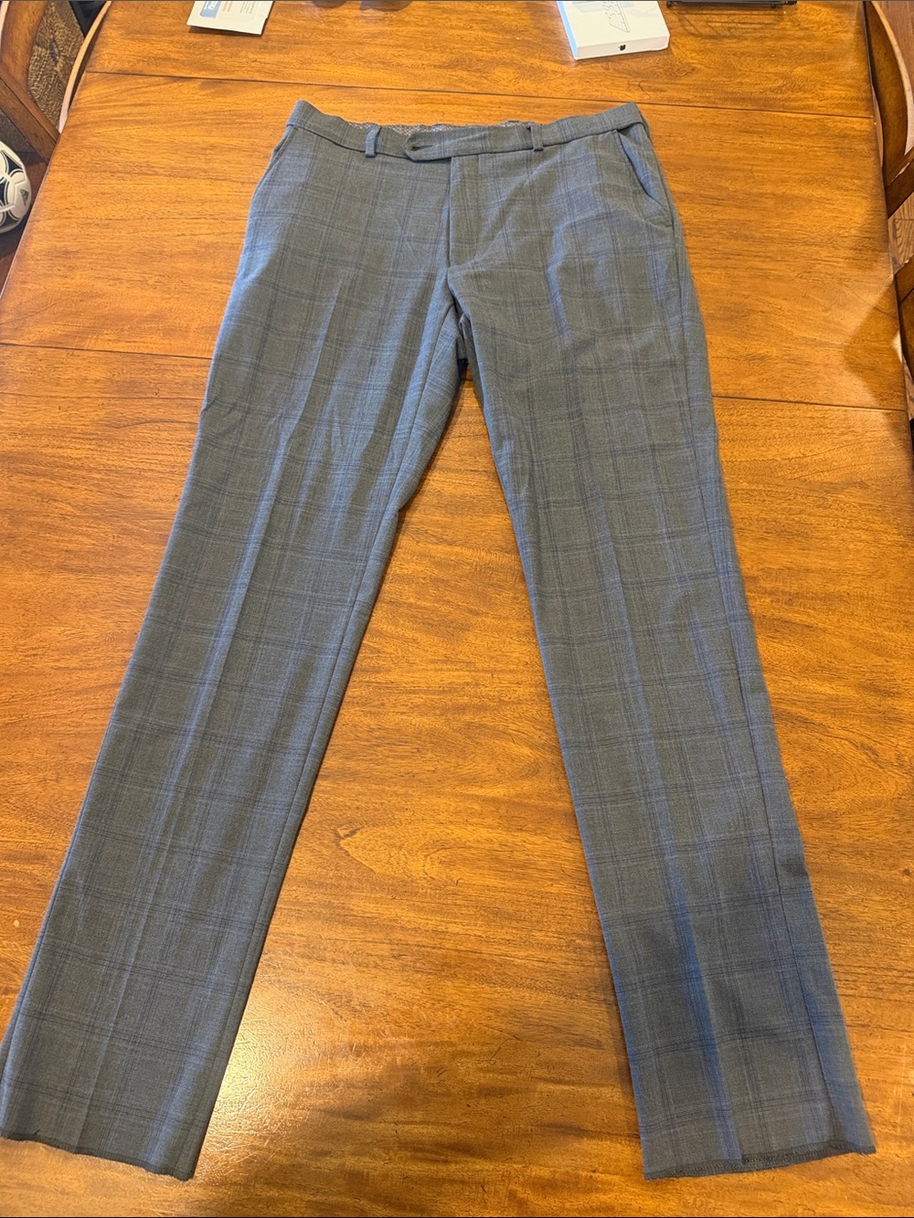 Men's Tailored Gray Plaid Dress Pants - Modern Slim Fit